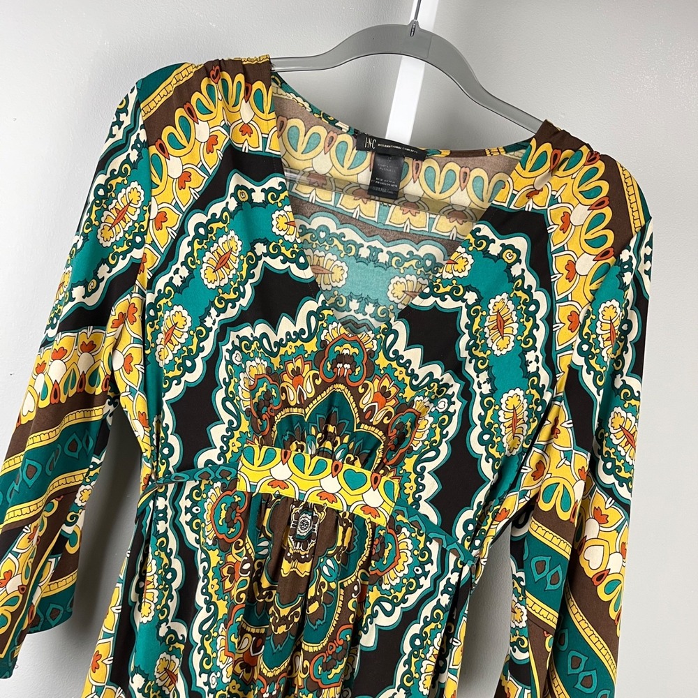 INC International Concepts Tunic Top Womens M Medallion Boho Retro Y2K